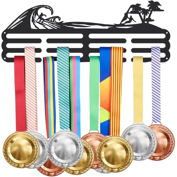 Surfing Metal Medal Hooks Sailboat Wall Storage Award Holder for Wall Sea Sport Medal Hanger Rack Frame Decoration Medal Collection for Over 60 Medals Gift for Athletes