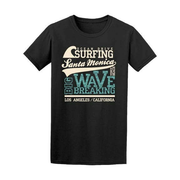 Surfing Monica Beach Surfers T-Shirt Men -Image by Shutterstock, Male Small