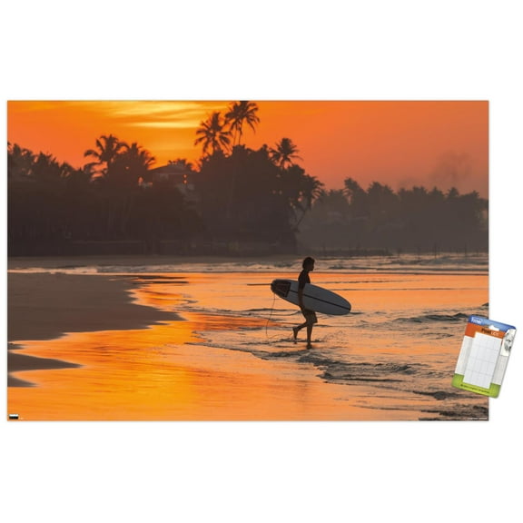 Surfing - Morning Walk Wall Poster, 22.375" x 34"