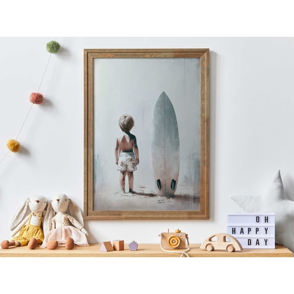 Surfing Nursery Decor Surfer Boy Beach Wall Art V2, Unframed Paper Poster 8x10in