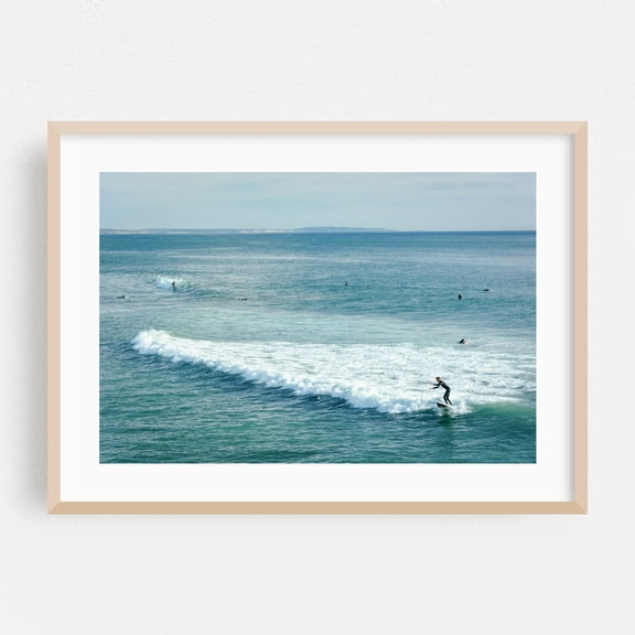Surfing Oceanside - Oceanside California Photography Surf Ocean Waves Seascape Beach Coast Summer Oak Framed Wall Art Print 5 x 7 inches