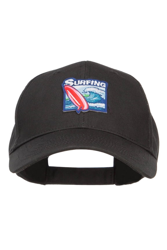 Surfing Patched Low Cotton Cap - Black OSFM