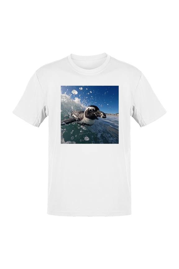 Surfing Penguin Ocean Adventure Men's T-shirt