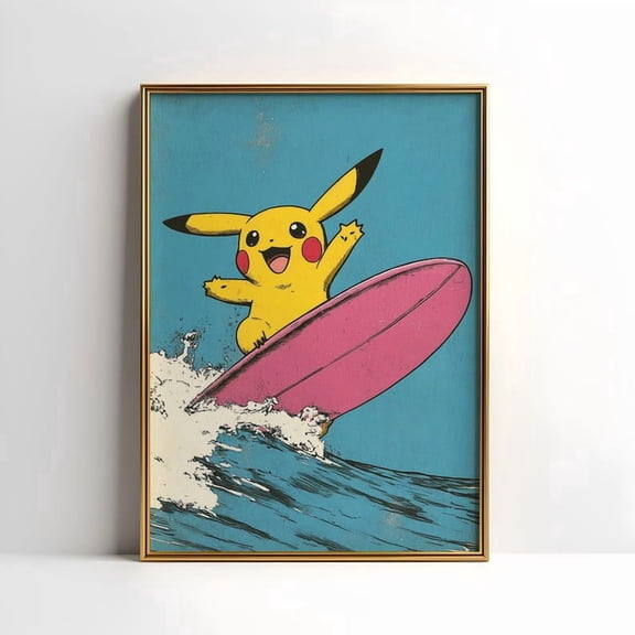 Surfing Pikachu Pokemon Anime poster Wall Art Decor 12x18 UNFRAMED