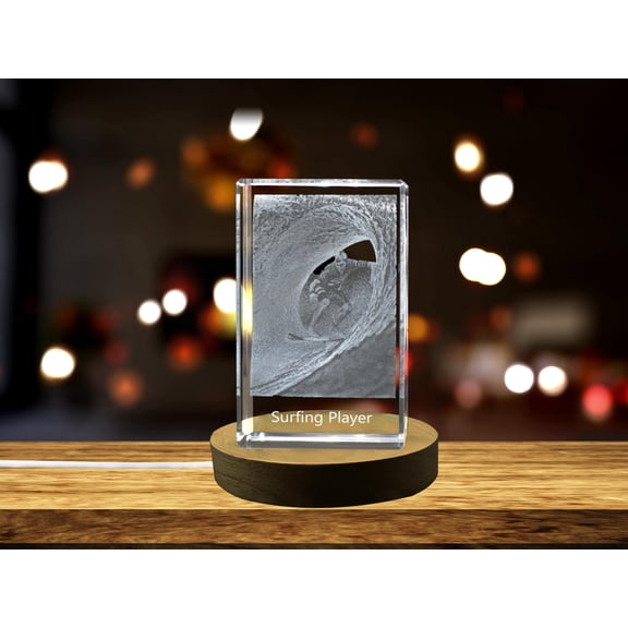 Surfing Player 3D Engraved Crystal 3D Engraved Crystal Keepsake/Gift/Decor/Collectible/Souvenir