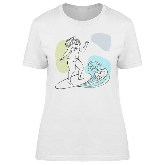 Surfing Plus Size Girl T-Shirt Women -Image by Shutterstock, Female XX-Large