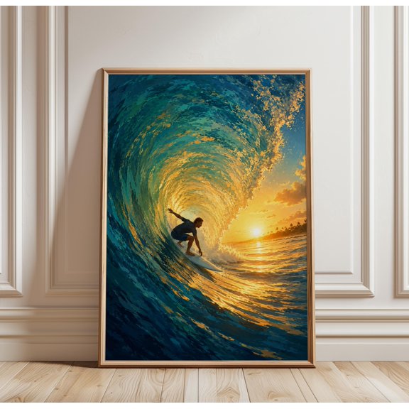 Surfing Poster, Ocean Wall Art, Surfer Print, Beach Aesthetic Decor, Coastal , Vintage Surf , Poster Print Only