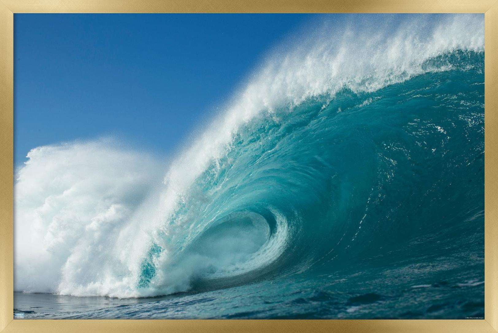 Surfing - Rolling Wave Wall Poster, 14.725" x 22.375", Framed