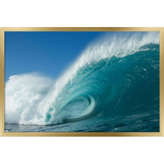 Surfing - Rolling Wave Wall Poster, 22.375" x 34", Framed