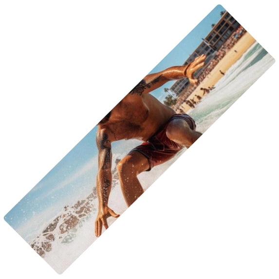 Surfing Rubber Mat Kitchen Mat Runner Rug, Rectangular 15.7"x59" Washable Absorbent