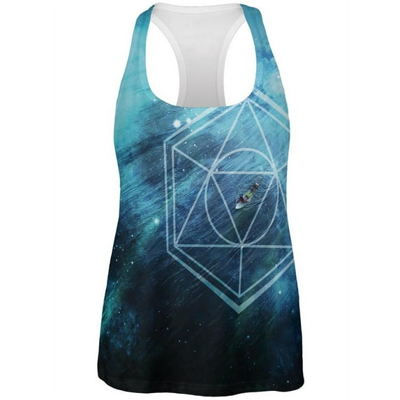 Surfing Sacred Cosmic Waves All Over Womens Work Out Tank Top Multi 2XL