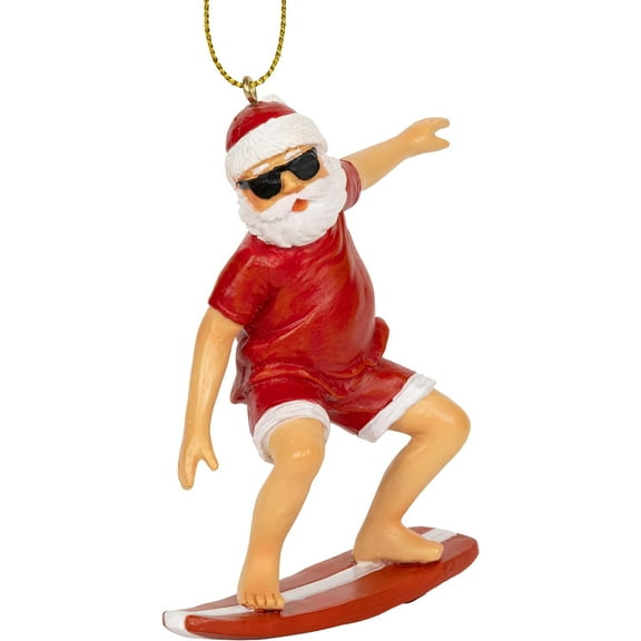 Surfing Santa Claus Christmas Tree Surfer Beach Ornament