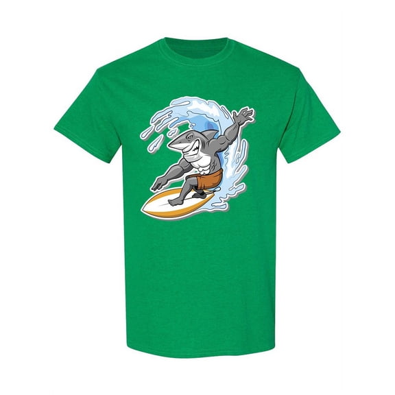 Surfing Shark Mascot T-Shirt Men -Image by Shutterstock, Male Small