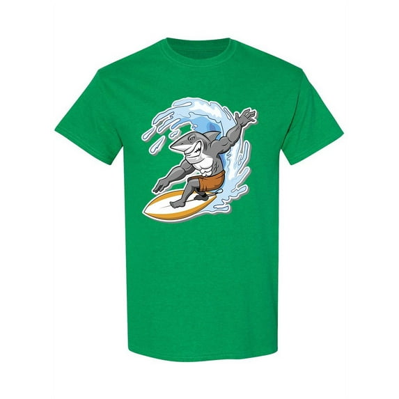 Surfing Shark Mascot T-Shirt Men -Image by Shutterstock, Male XX-Large