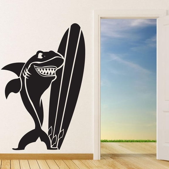 Surfing Shark Surf Wall Sticker Home Decor Living Room Bedroom Decoration Kids Children Nursery Wallpaper Murals 64x43cm