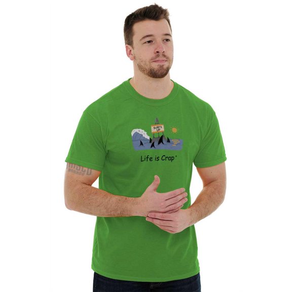 Surfing Sharks Irony Sarcastic Plus Size Crewneck Graphic Tee Shirt Brisco Brands 3X