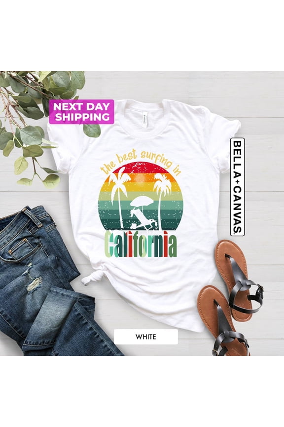 Surfing Shirts for Men, Trendy Summer Outfit, Surf T-Shirts, Beach Clothing, Gifts for Surfer, Cool Palm Tree Tees, Summer Vacation Shirts Tshirt All Size S-5XL