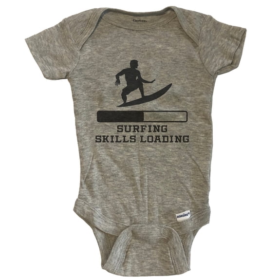 Surfing Skills Loading Funny Surfer Humor Baby Bodysuit - Grey