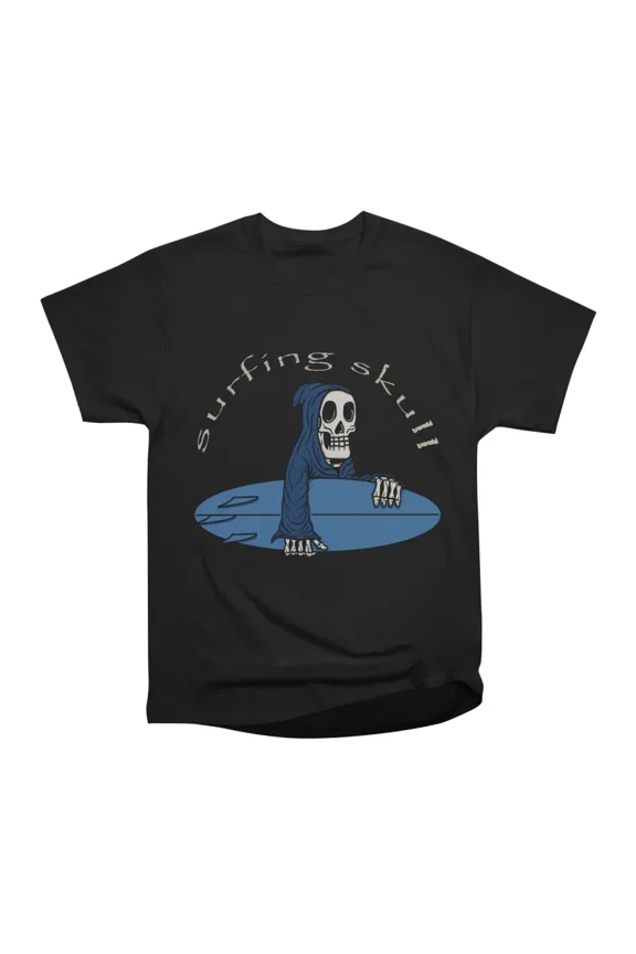 Surfing Skull T-Shirt Tee Gift For Him Merch For Her Apparel For Friend