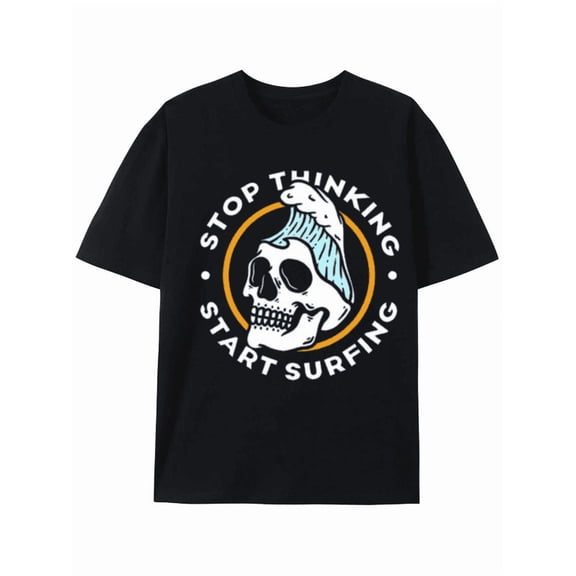 Surfing Skull T-shirt: Stop Thinking, Start Surfing