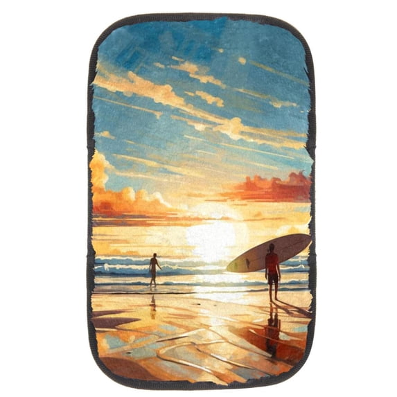 Surfing Soft Comfortable Furry Printed Car Armrest Pad Mat Cover, 12.5x8.2 Inch Armrest Accessories