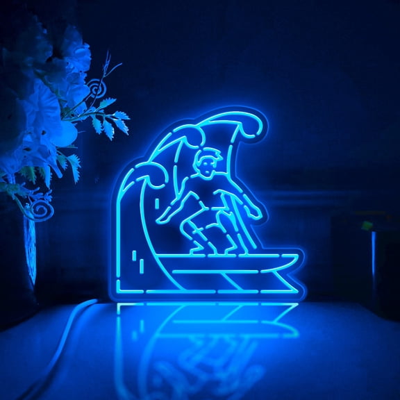 Surfing Sport Led Light Box, Dimmable Neon-Like Light Signs USB Power for Wall Decor Bedroom Decoration, RGB Light (WxH) 16"x16"