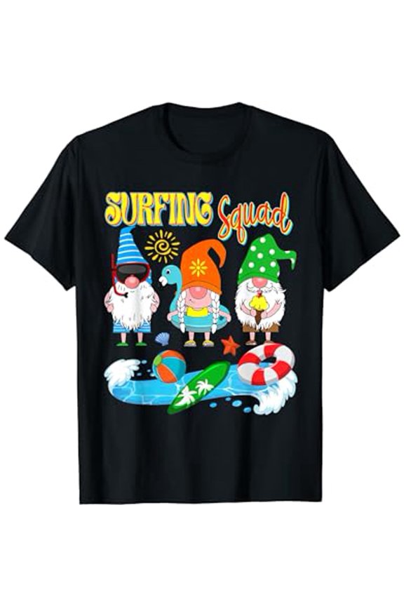 Surfing Squad Three Gnomes Hawaiian Surfing Summer Vacation T-Shirt