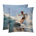 thumbnail image 1 of Surfing in Summer Covers Pillows Set of 2 with Unique Patterns, Throw Pillow Inserts for Bed or Couch, Available in 16x16, 18x18, 20x20 Inches for Any Occasion, 1 of 6