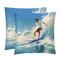 thumbnail image 1 of Surfing in Summer Elegant Velvet Throw Pillow Covers and Inserts - Set of 2, Available in 16x16, 18x18, 20x20 Inches for Home Decor, Unique Patterns for Sofa, 1 of 6