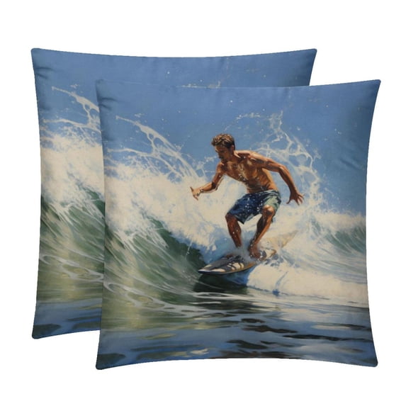 Surfing in Summer Inserts Set - 2-Pack Decorative Pillows with Unique Patterns for Throw Pillow Covers for Home Decor, Sofa, Bed - Available in 16x16, 18x18 & 20x20