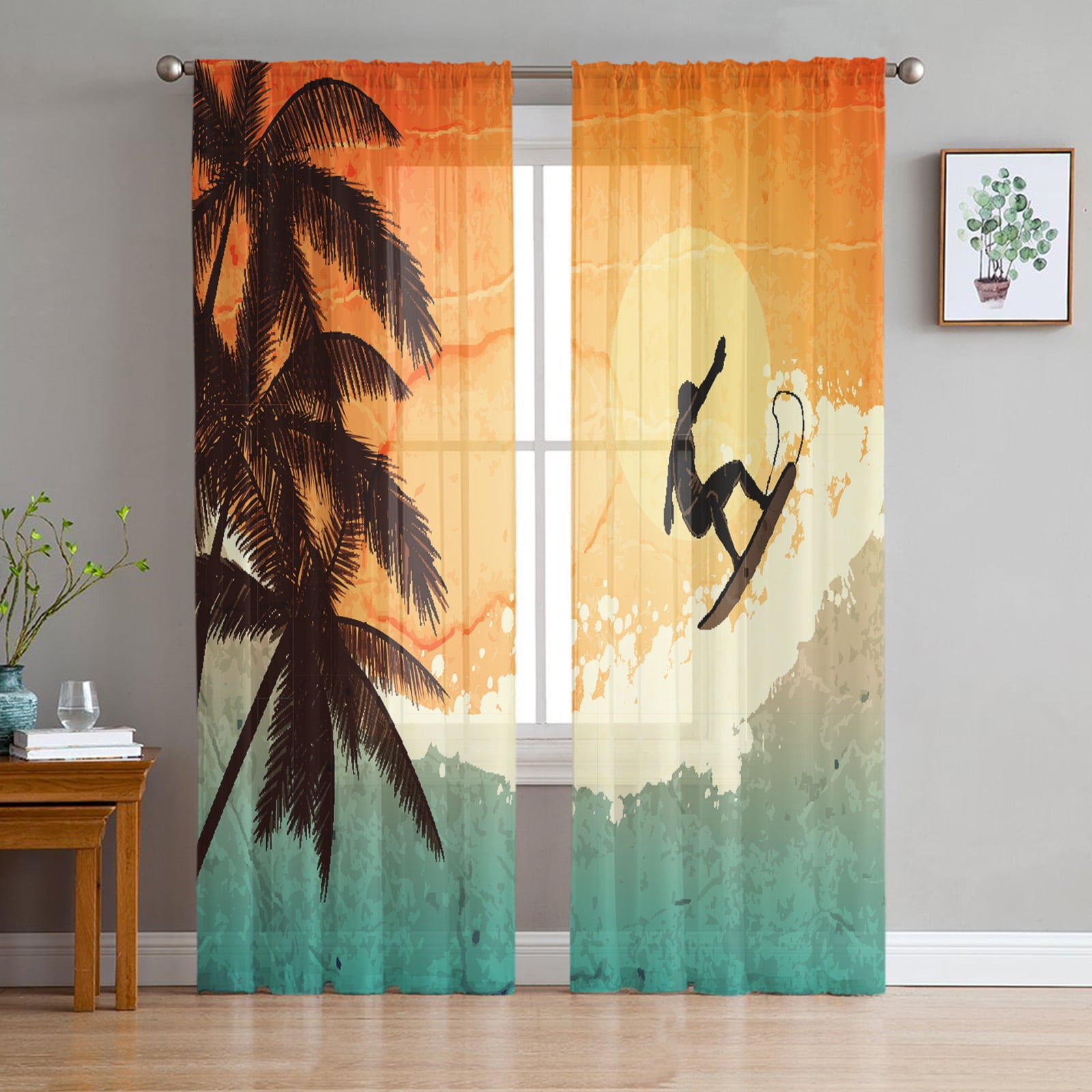 3D Beach Surfboard Tree 152 Kevin Walsh Curtain Curtains Drapes