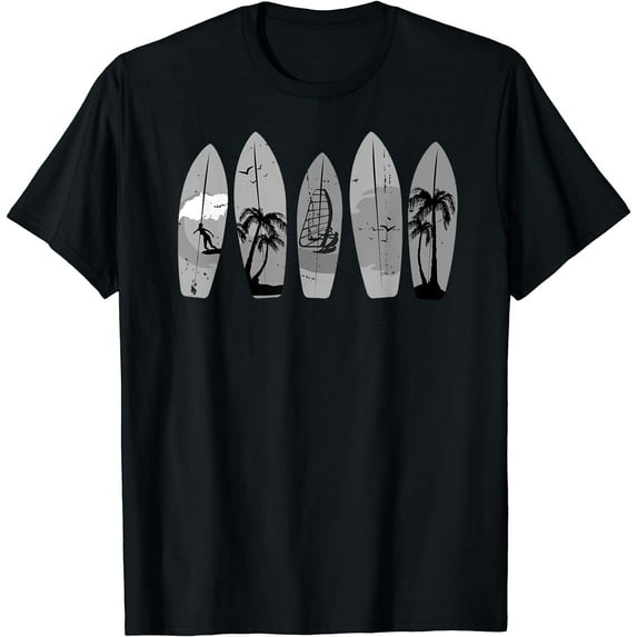 Surfing Surfboard Vintage Classic Retro Surfboarder Surfer T-Shirt Black 4X-Large
