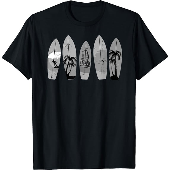 Surfing Surfboard Vintage Classic Retro Surfboarder Surfer T-Shirt Black Medium