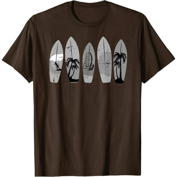 Surfing Surfboard Vintage Classic Retro Surfboarder Surfer Unisex T-Shirt for Men Women Kids Toddler,Dark Chocolate Color,Size 3XL