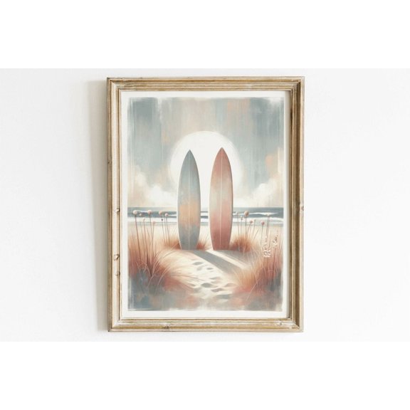 Surfing Surfboard Wall Art Beach House Decor, Unframed Canvas