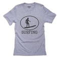 thumbnail image 1 of Surfing Surfer Riding Surfboard Iconic Silhouette Men's Grey T-Shirt, 1 of 2