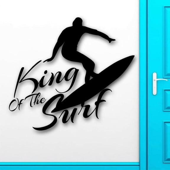 Surfing Surfer Surfboard Beach Wall Sticker Vinyl Home Decor Removable Sport Decal King Of The Surf Quote Mural Wallpaper 63x57cm