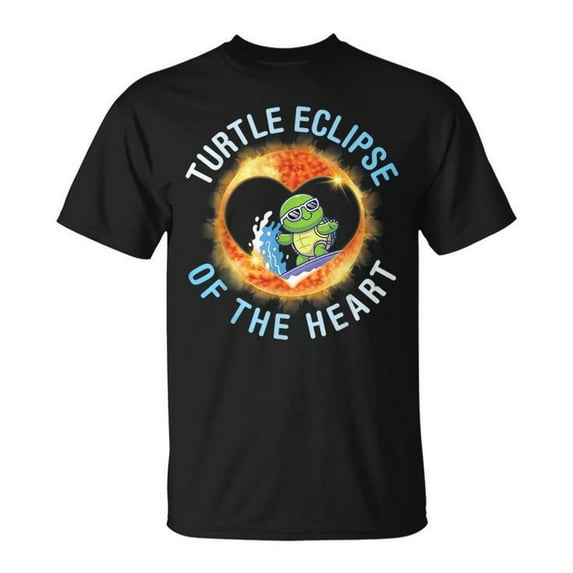 Surfing Total Eclipse Turtle T-Shirt, Eclipse Of The Heart April 8 2024 Graphic Tee, Celestial Event Beach Vibes Astronomy Lover Shirt, Solar Eclipse Watch Party Gift Top For Men Women