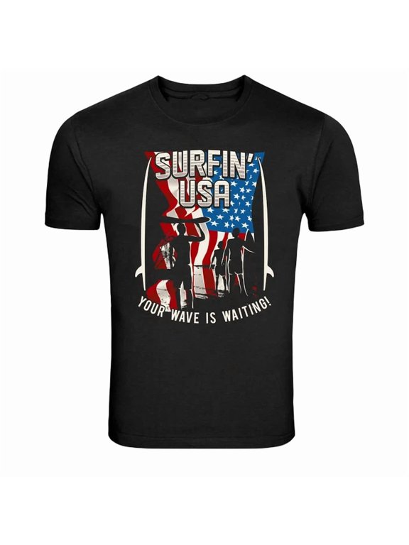 Surfing USA Beach Surfer Wave Graphic Classic Design For Gift Giving T-Shirt, Size S-5XL