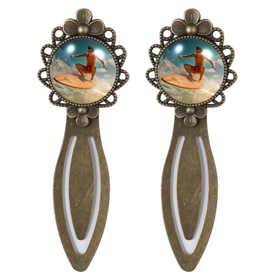 Surfing Vintage Copper-Colored Lace Bookmarks: Stainless Steel Book Marks and Bookmarks Set for Readers and Book Lovers