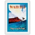 thumbnail image 1 of Surfing Waikiki Beach - Hawaii Playground of the Pacific - Vintage Travel Poster by Wade Koniakowsky - Japanese Unryu Rice Paper Art Print (Unframed) 18 x 24 in, 1 of 4