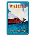 thumbnail image 1 of Surfing Waikiki Beach - Hawaii Playground of the Pacific - Vintage Travel Poster by Wade Koniakowsky - 8 x 12 inch Vintage Wood Art Sign, 1 of 4