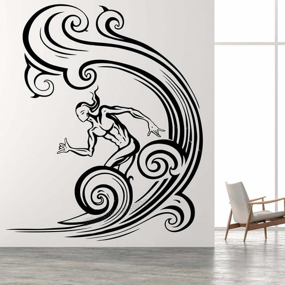 Surfing Wall decal Aloha Wave Surf rider Ocean Slip Surf school Water Surf board Wall Sticker Home Room Decor Vinyl Decal 69x57cm
