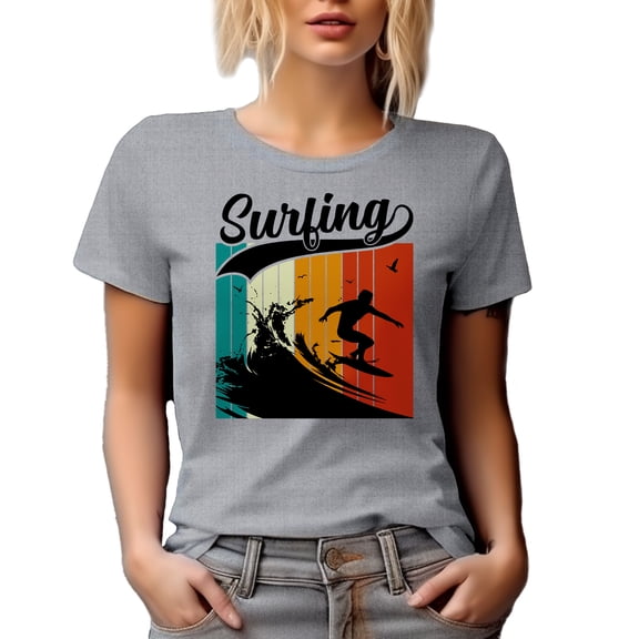 Surfing feat. a Surfer, Heather Grey T-Shirt, Medium