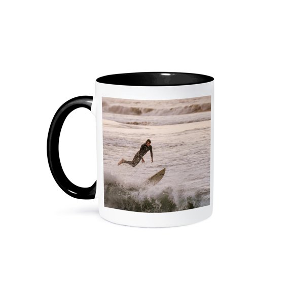 3dRose, Surfing in Mancora, Peru, 15oz Two-Tone Black Mug
