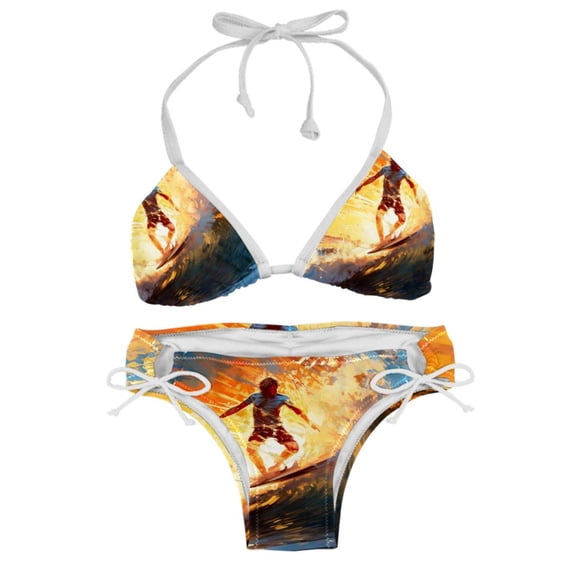 Surfing in Summer Adjustable Strap Bikini Set with Detachable Sponge, Two-Pack - Ideal for Beach and Pool Parties