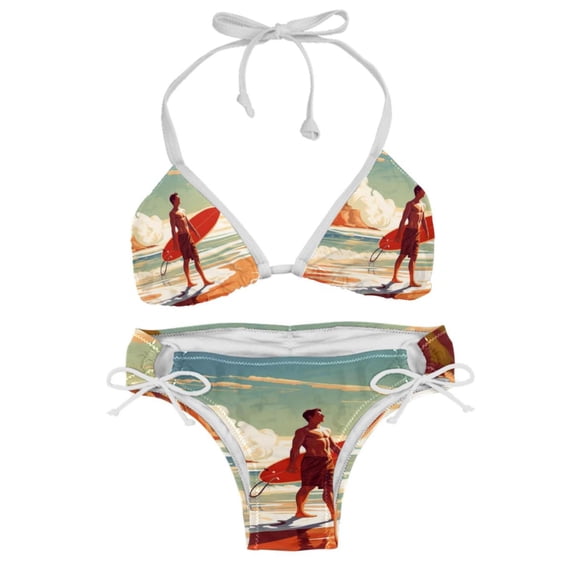 Surfing in Summer Adjustable Strap Bikini Set with Detachable Sponge, Two-Pack - Ideal for Beach and Pool Parties