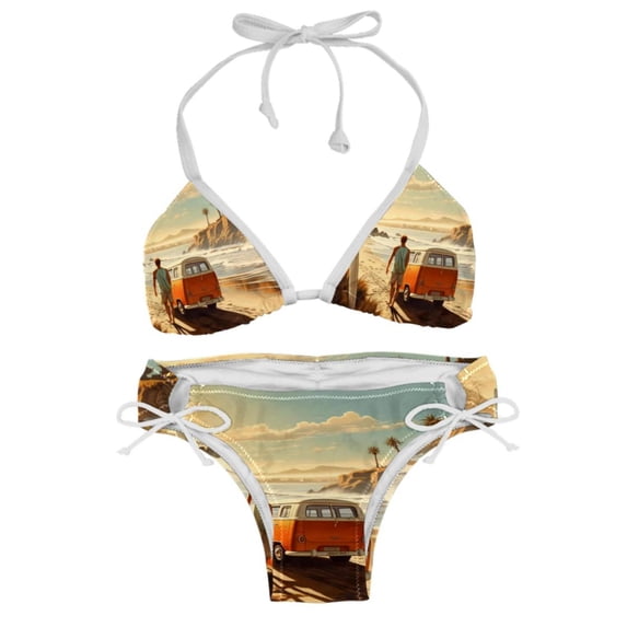Surfing in Summer Detachable Sponge Adjustable Strap Bikini Set Two-Pack - Ideal for Beach, Pool, Vacation