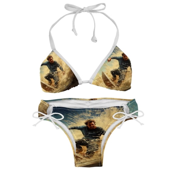 Surfing in Summer Detachable Sponge Adjustable Strap Bikini Set Two-Pack Swim Suits - Ideal for Beach and Pool Scenes