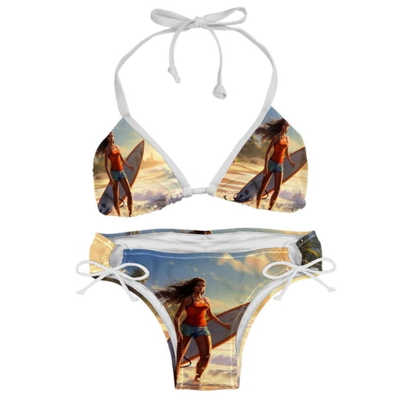Surfing in Summer Swimsuit Bikini Set with Detachable Sponge and Adjustable Strap, Two-Pack for Swimming Pool and Beach Parties
